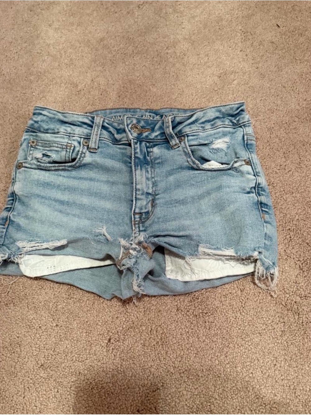 American Eagle Outfitters Light Blue Distressed Denim Shorts